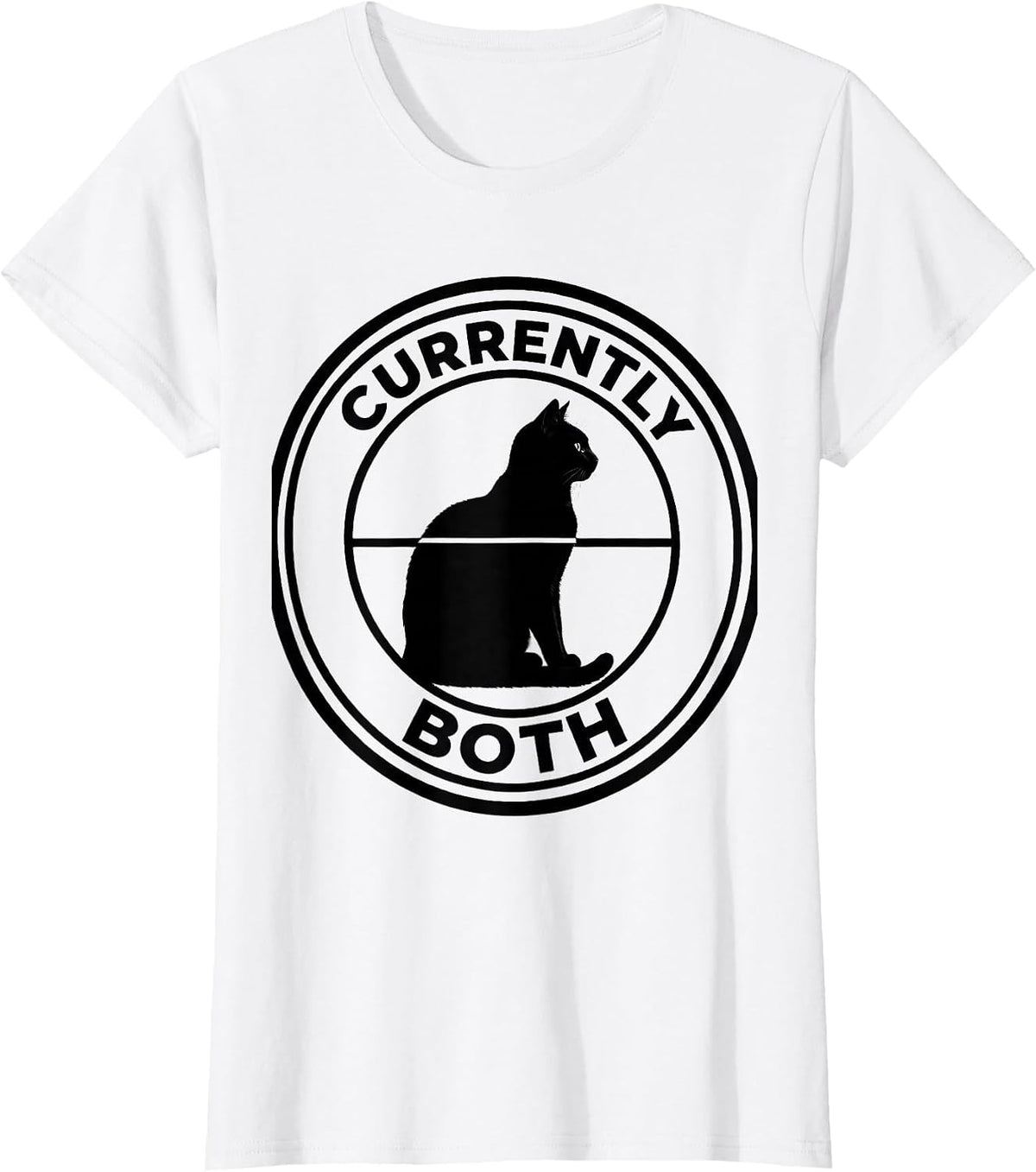 Currently Both Quantum Physics Cat Humor Science Geek T-Shirt - White