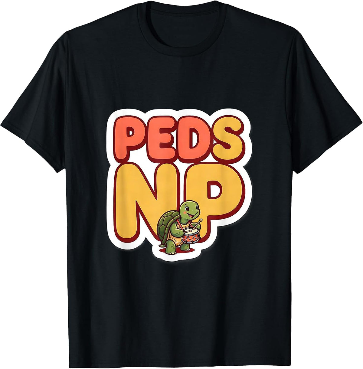 Men's PEDS NP Cute Turtle Pediatric NICU Nurse Practitioner T-Shirt - Black