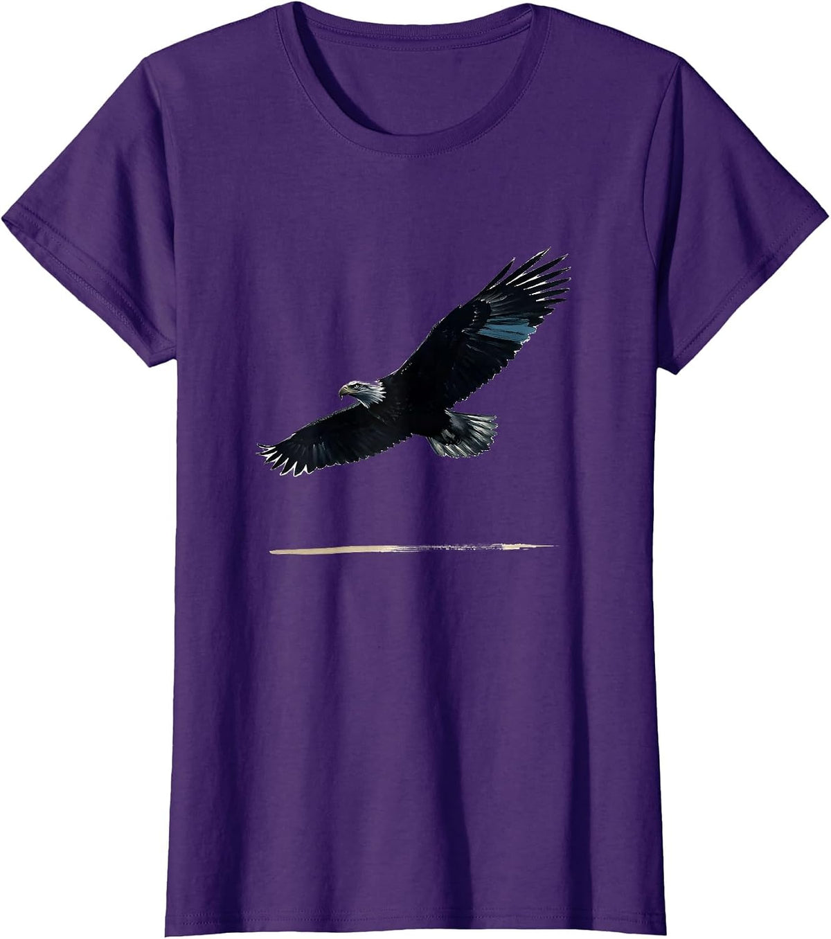 Women's Bald Eagle Silhouette Ink Brush Nature Lover T-Shirt - Purple