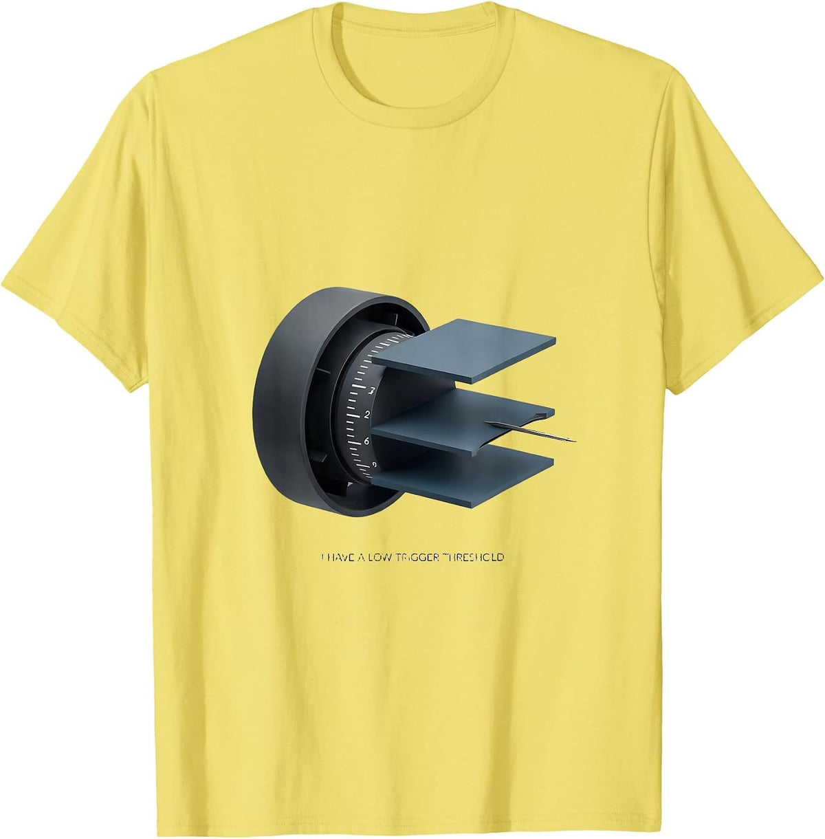 Men's I Have A Low Trigger Threshold Funny Respiratory Therapist T-Shirt - Lemon Yellow
