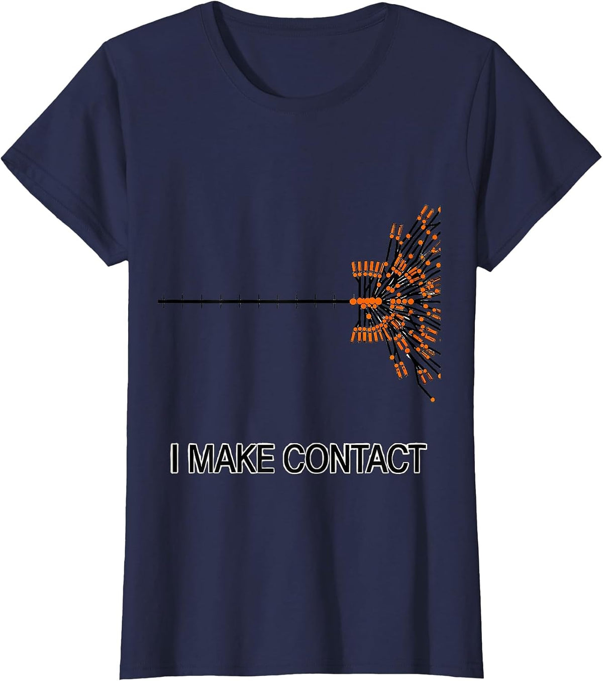 Women's I Make Contact Funny Electrician Trade Pride Lineman Gift T-Shirt - Navy Blue