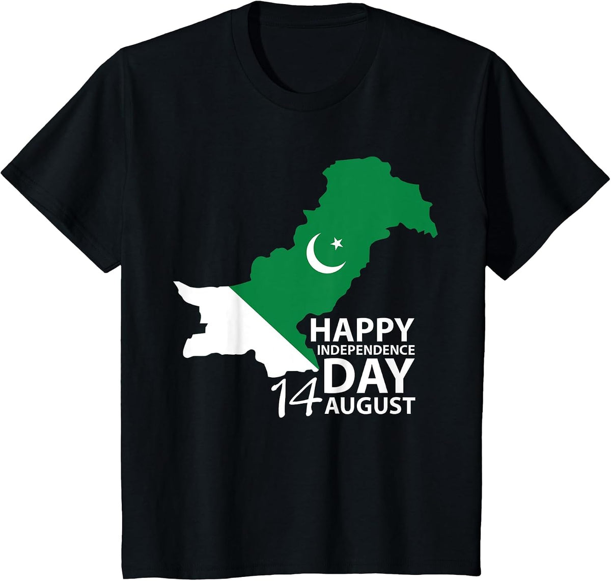 14 August Independence Day Pakistan Patriotic T-Shirt - Black