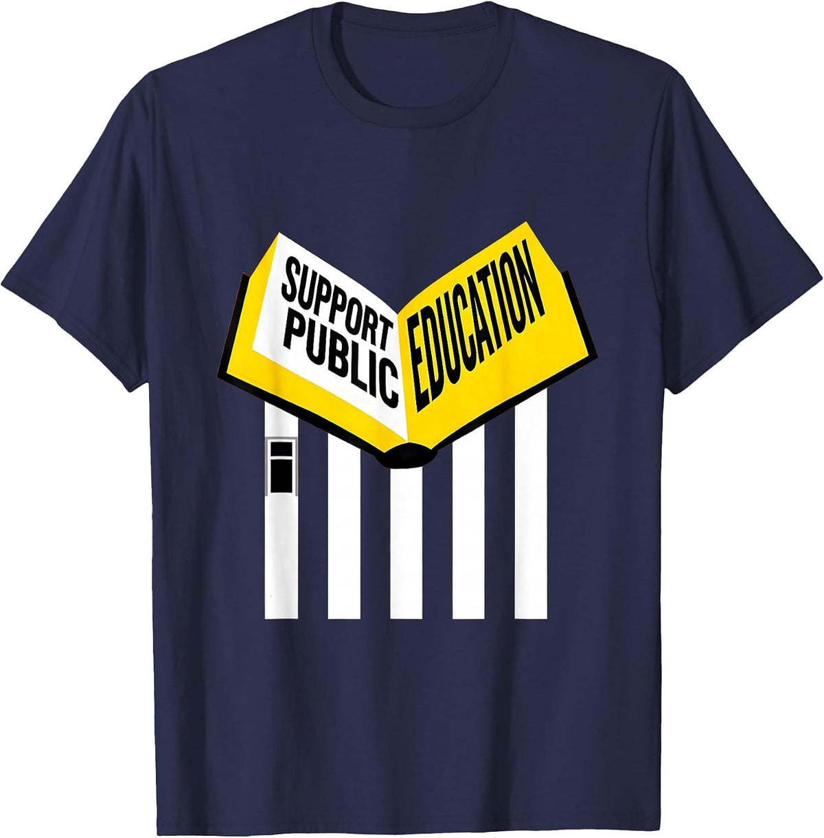 Support Public Education Bauhaus Teacher Red For Ed Protest T-Shirt - Navy Blue
