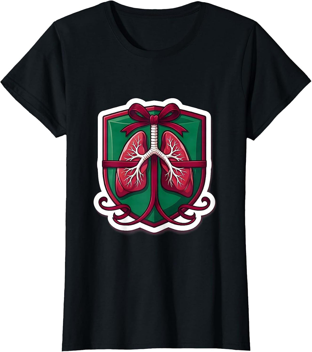 Christmas Lung Gift Respiratory Therapist Holiday Humor T-Shirt - Black