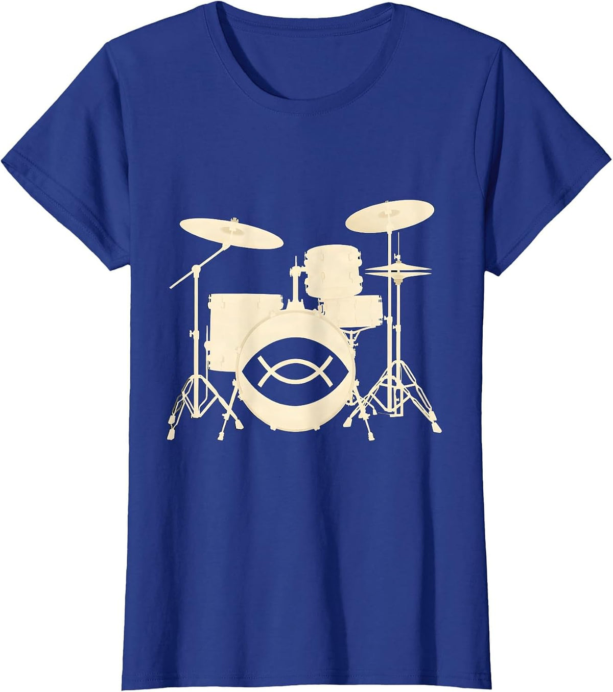 Women's Compact Drum Kit Silhouette Worship Musician Faith T-Shirt - Royal Blue