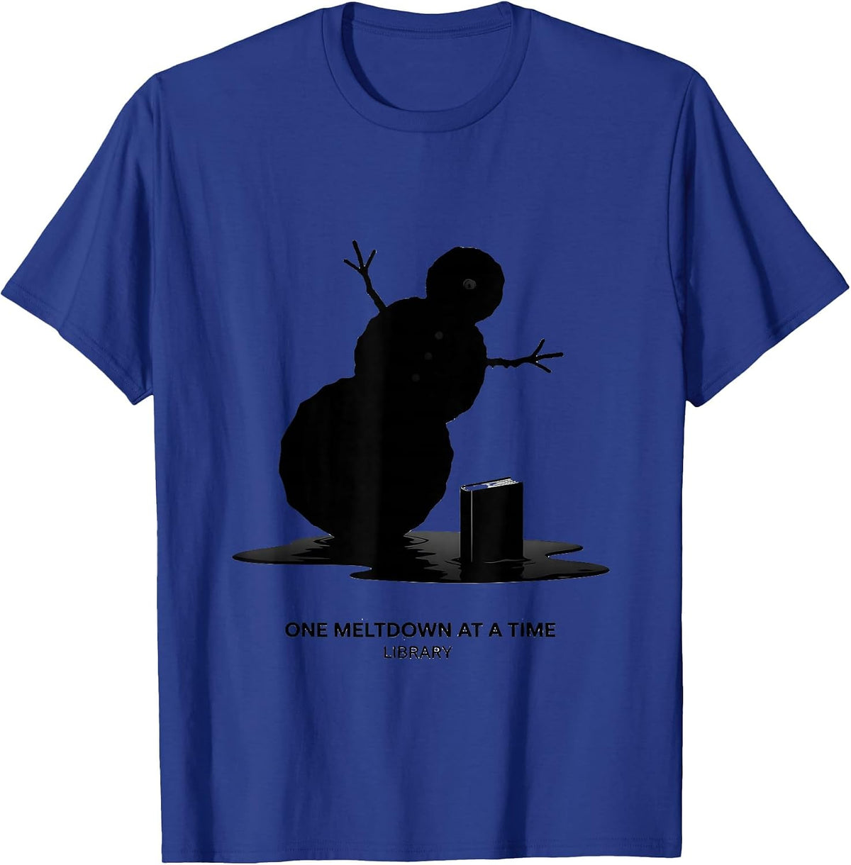 Men's One Meltdown At A Time Library Teacher Christmas Snowman T-Shirt - Royal Blue