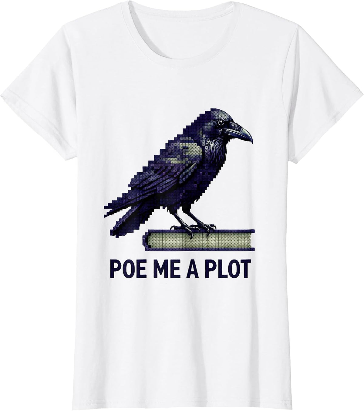 Poe Me A Plot Cross-Stitch Raven Edgar Allan Poe Literary T-Shirt - White