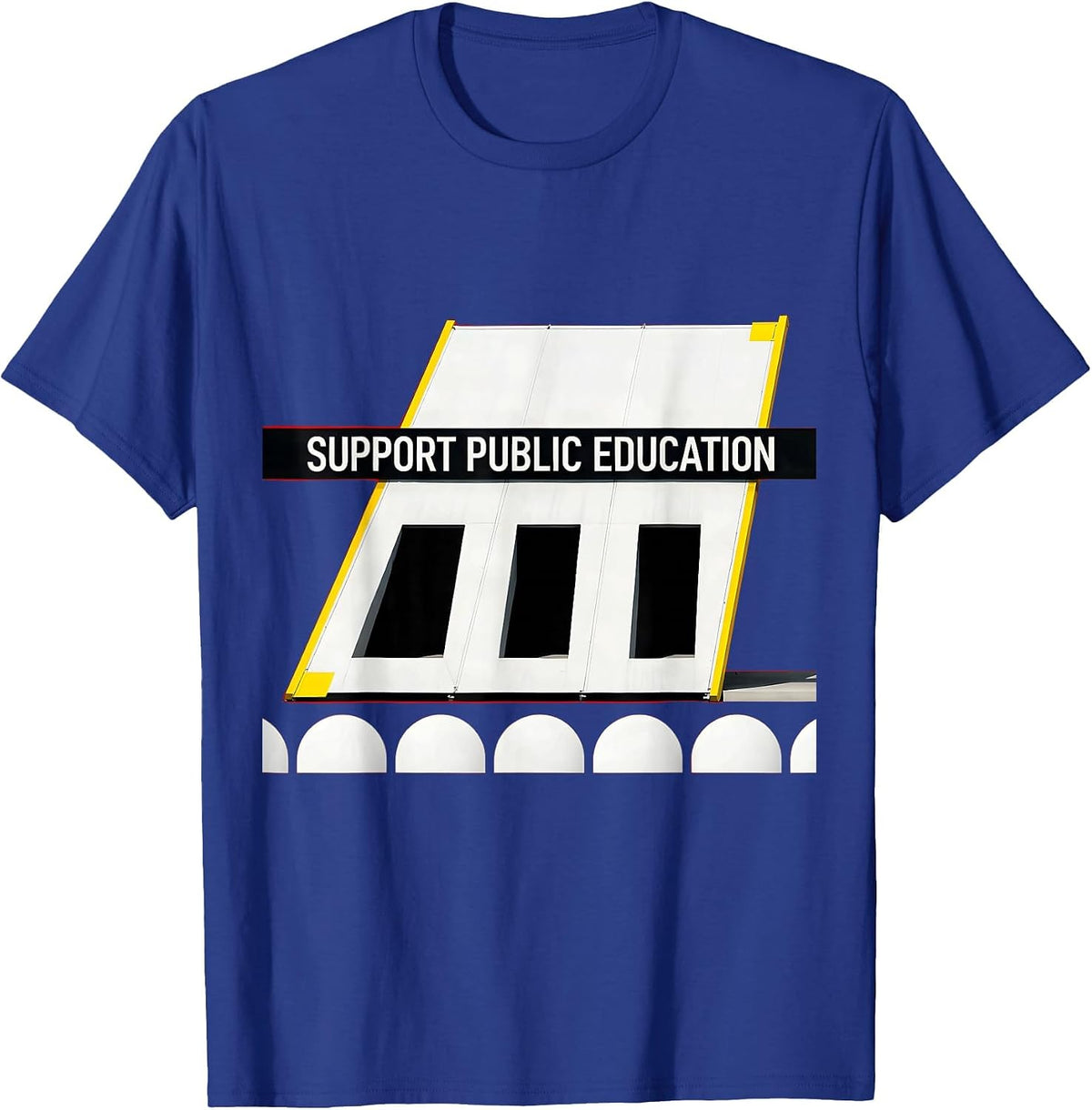Men's Support Public Education Bauhaus Modernist Teacher Red T-Shirt - Royal Blue