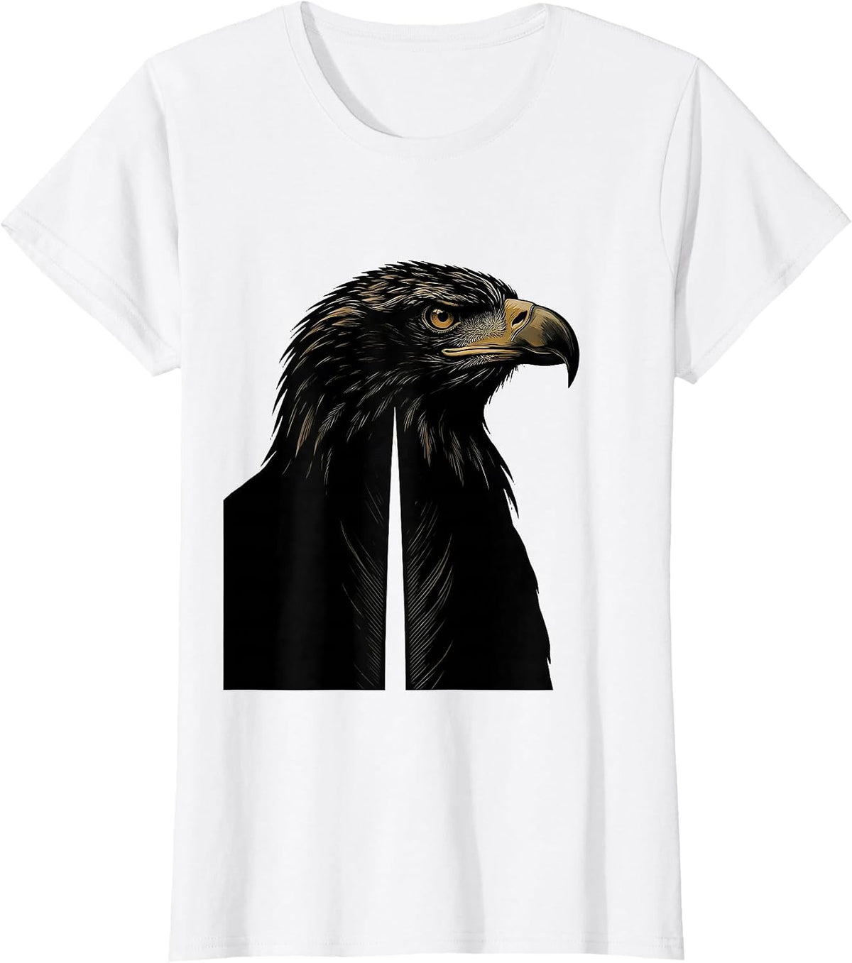 Women's Bald Eagle Minimalist Faith Mascot Pride T-Shirt - White