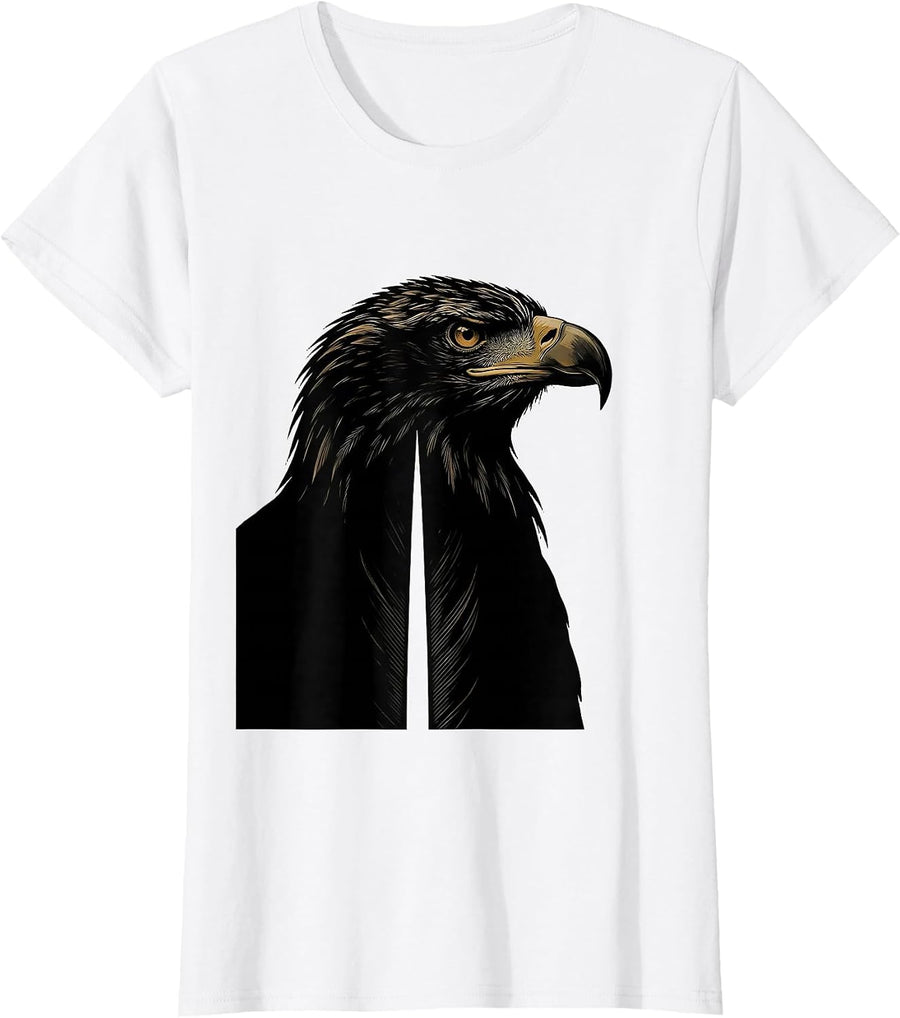 Women's Bald Eagle Minimalist Faith Mascot Pride T-Shirt - White