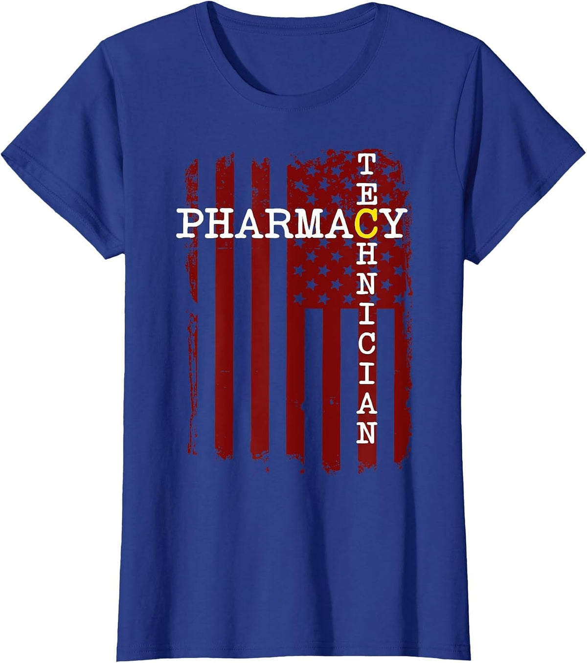 Pharmacy Technician American Flag T-Shirt - Royal Blue
