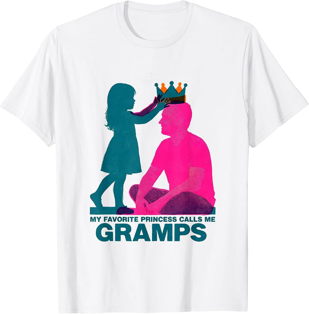 Men's My Favorite Princess Calls Me Gramps Funny Grandpa Family T-Shirt - White