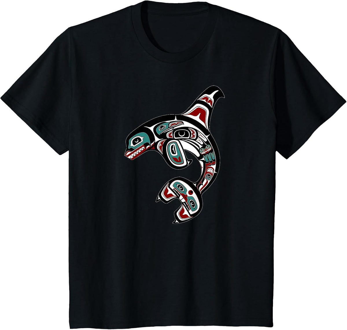 Orca Killer Whale Pacific Northwest Alaska Native American T-Shirt - Black