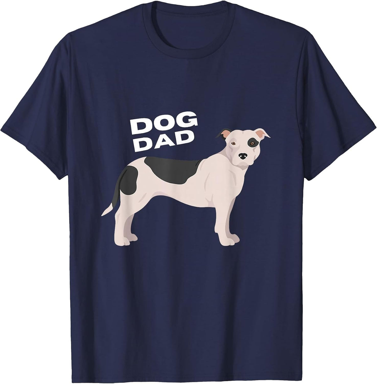 Black & White American Pit Bull Terrier Dog Dad Man T-Shirt - Navy Blue