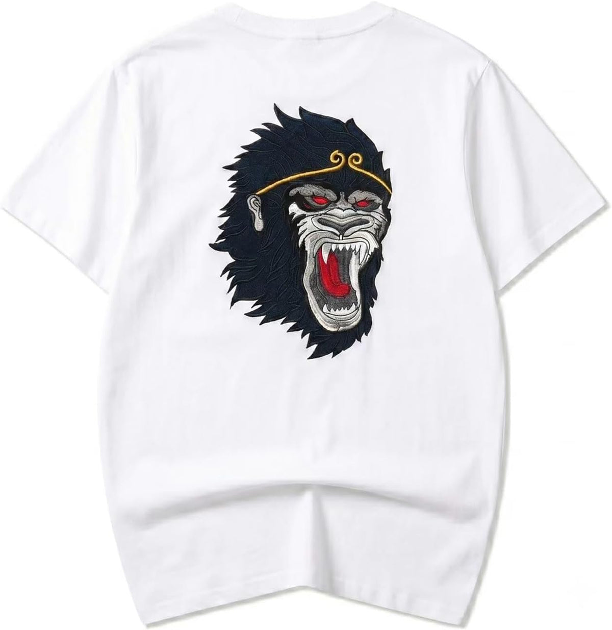 Niepce Inc Japanese Streetwear Embroidery Graphic Tees Men - White-raging Monkey