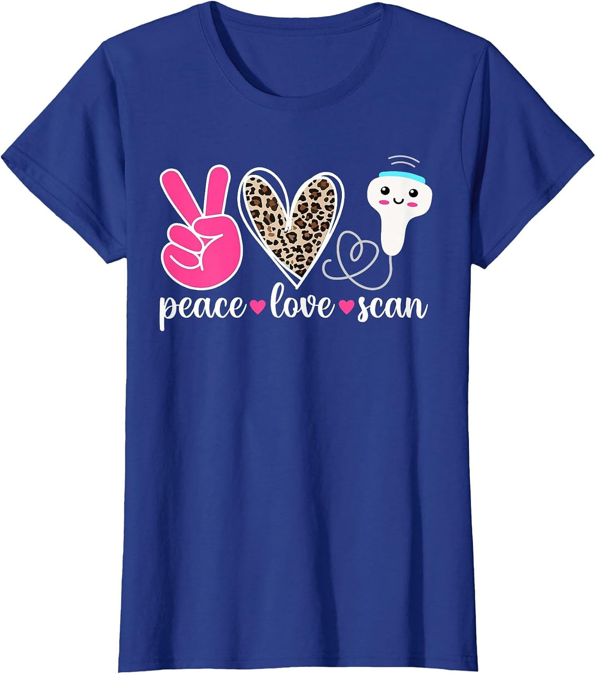 Peace Love Scan Ultrasound Tech Ultrasound Technologist T-Shirt - Royal Blue