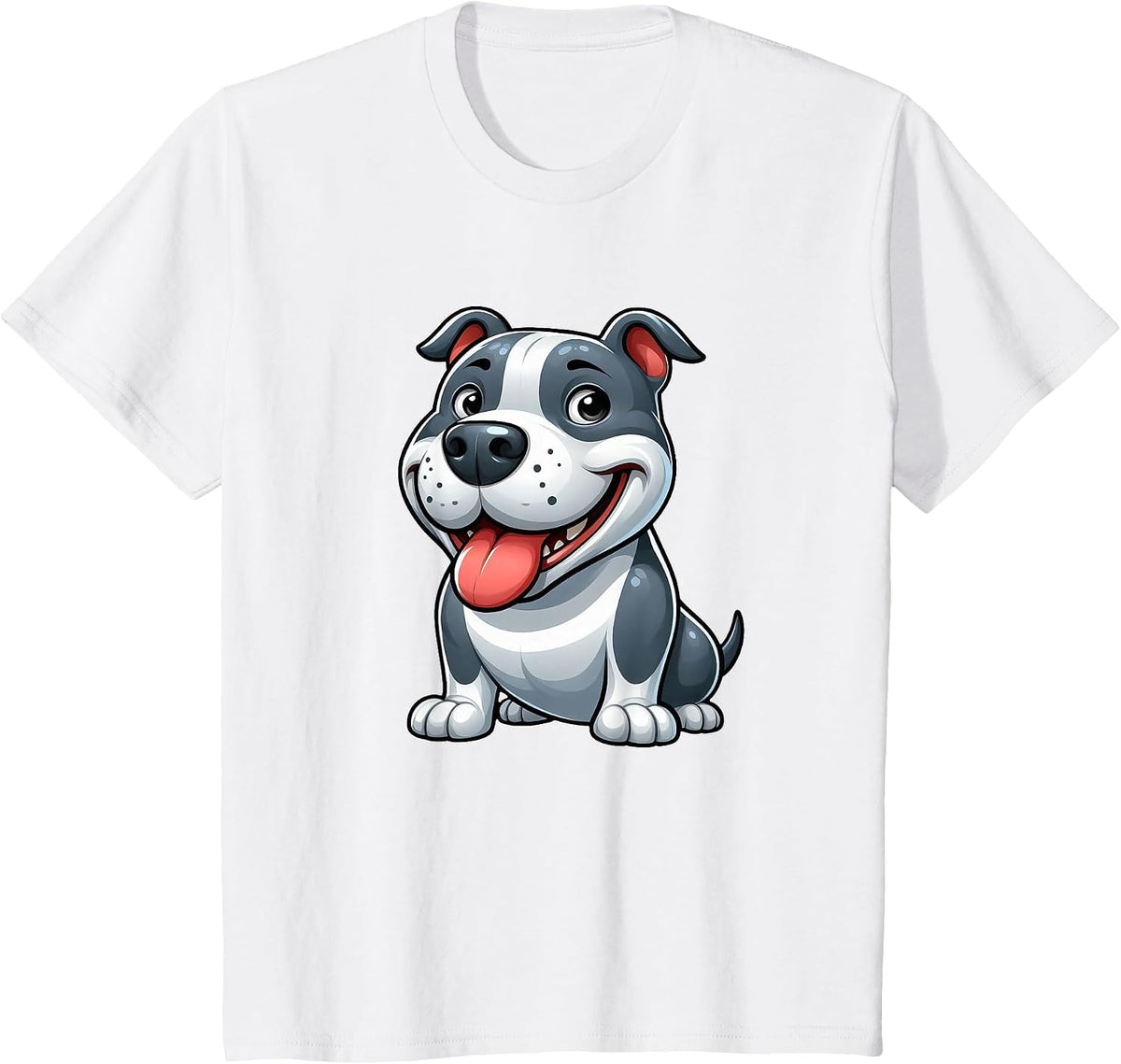 Cute Cartoon American Staffordshire Terrier T-Shirt - White