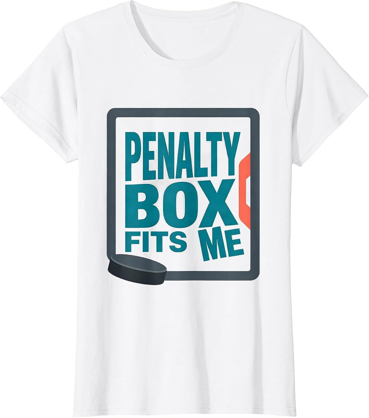 Women's Penalty Box Fits Me Funny Ice Hockey Player Fan Humor T-Shirt - White
