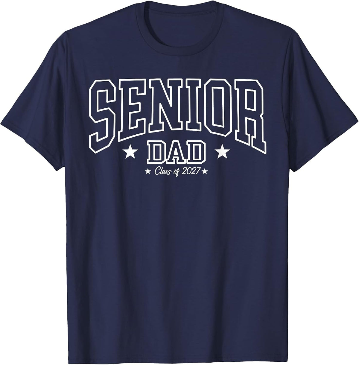 Senior Dad Class of 2027 Striped Graduate Father Graduation T-Shirt - Navy Blue