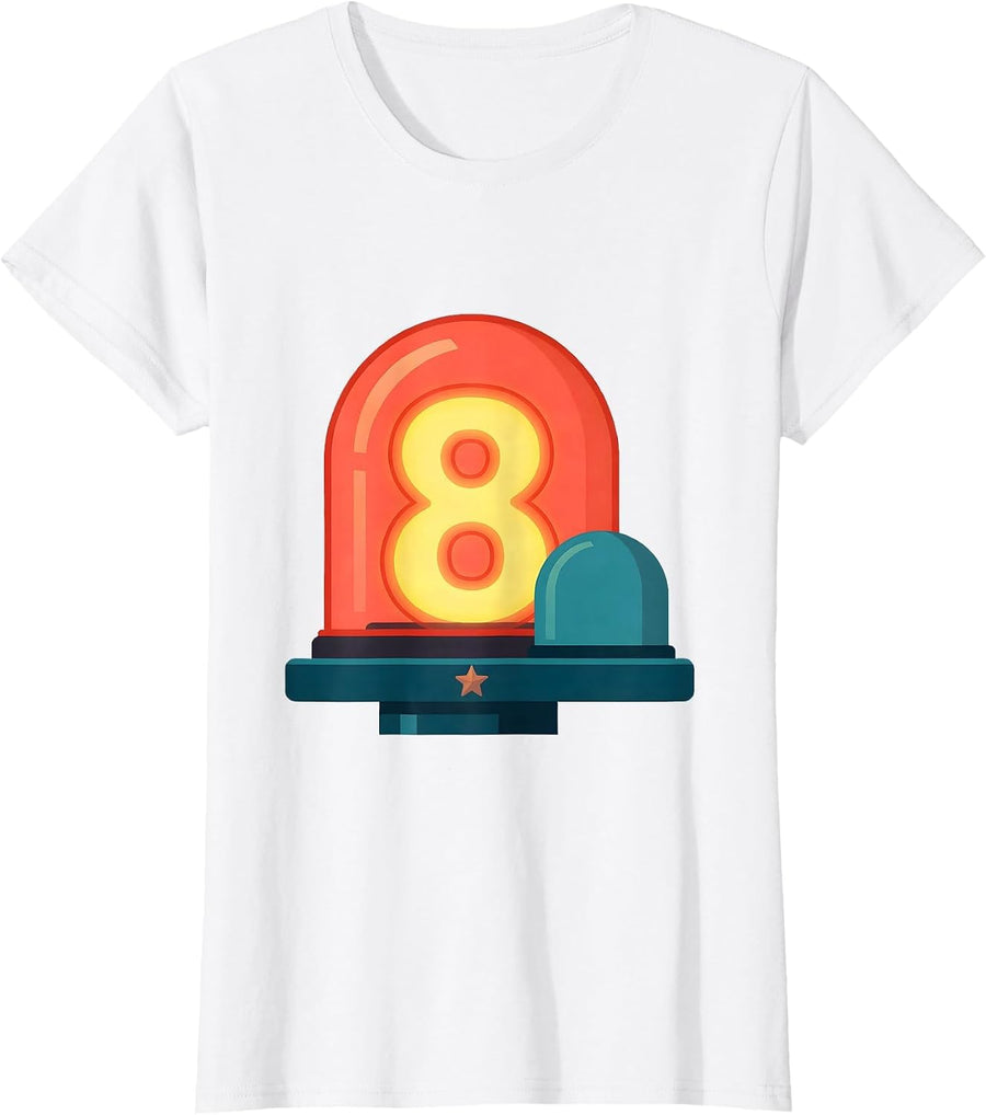 Women's Future Police Officer Kids Costume Play Flat Vector T-Shirt - White