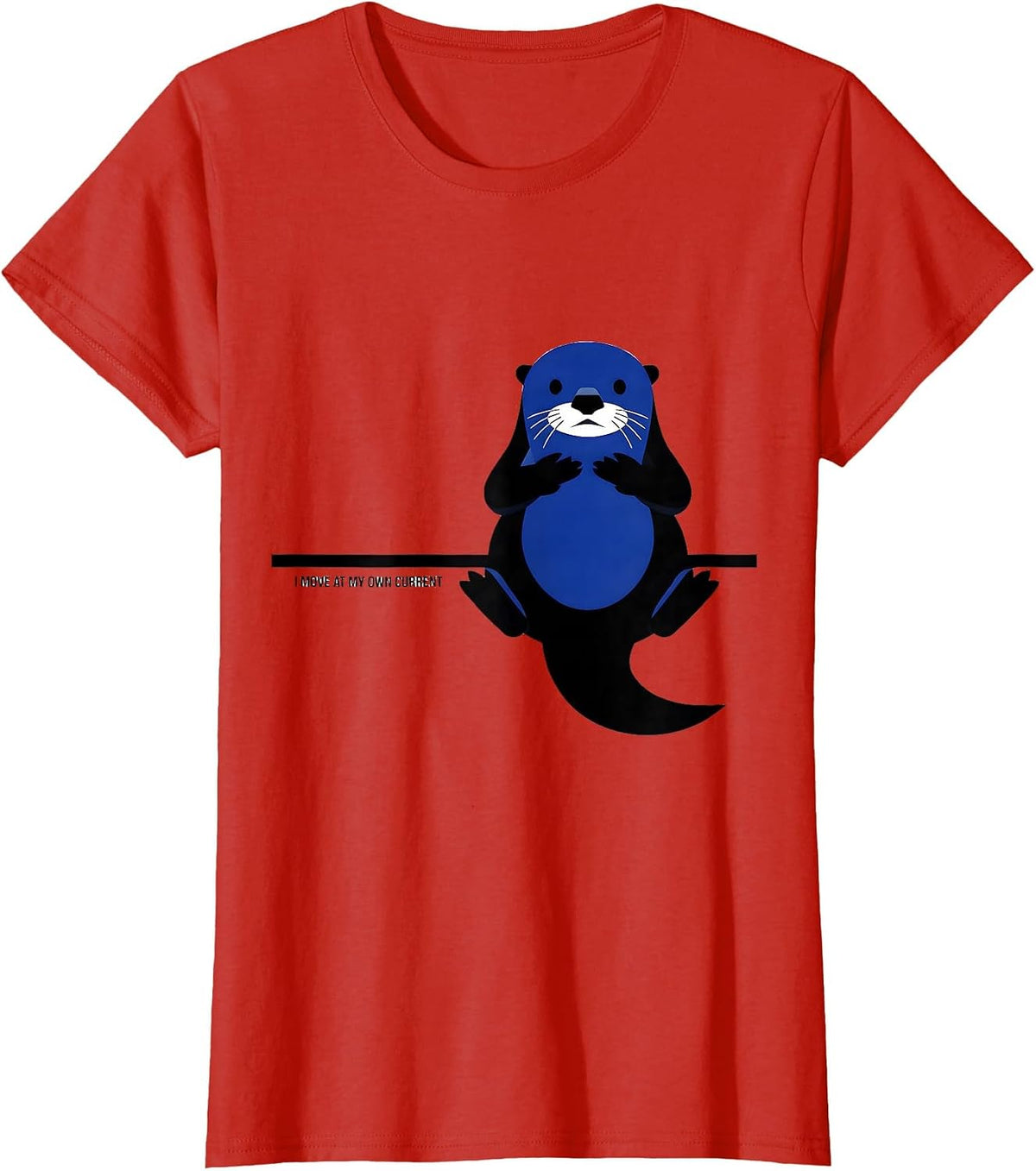 I Move At My Own Current Funny Otter Lover Humor T-Shirt - Red