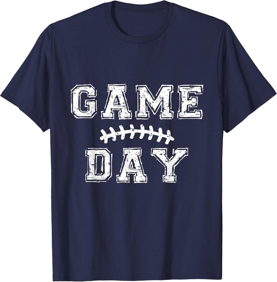 Game Day Football Season Black T-Shirt - Navy Blue