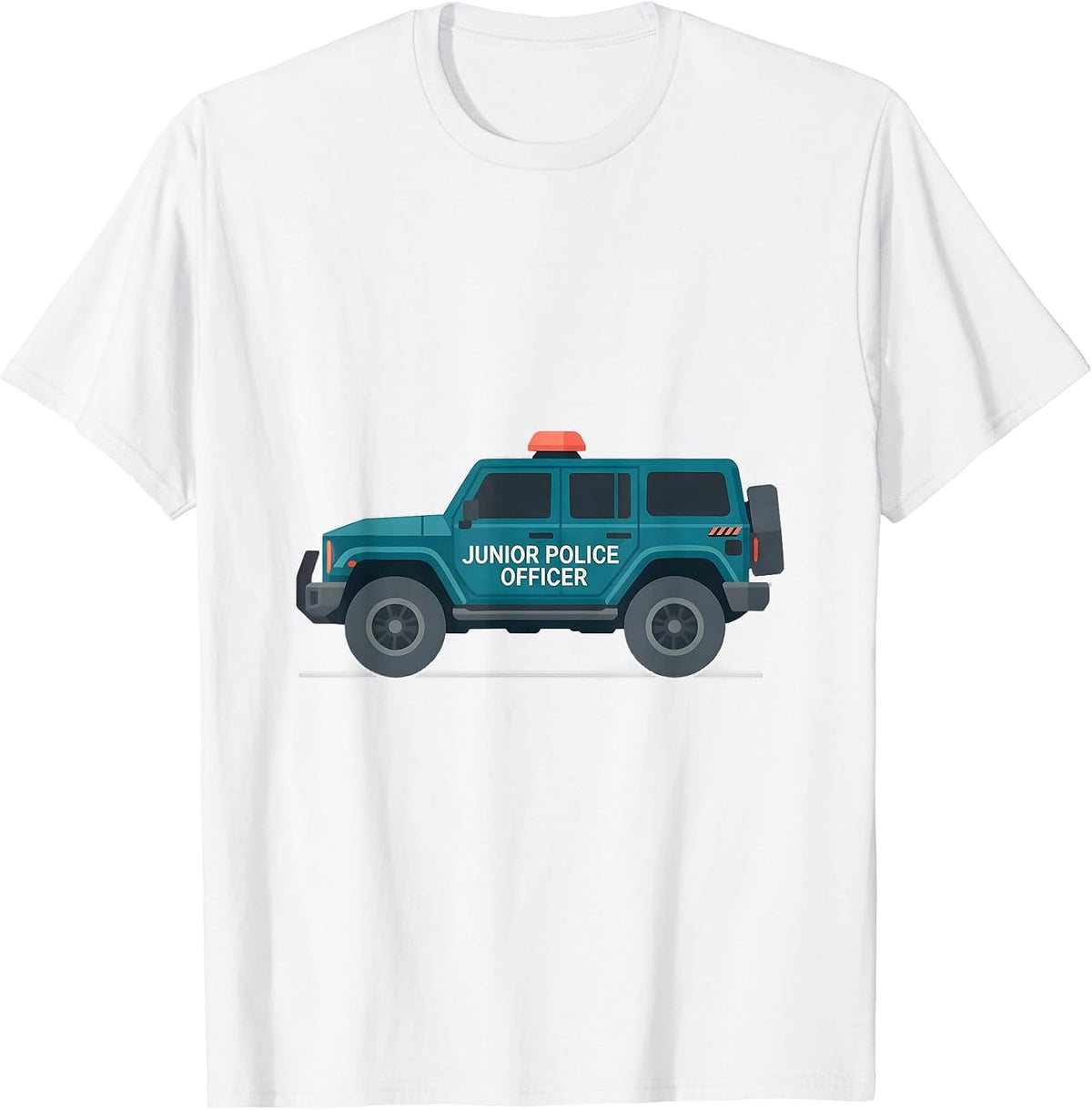Men's JUNIOR POLICE OFFICER Flat Vector Kids Police Costume T-Shirt - White