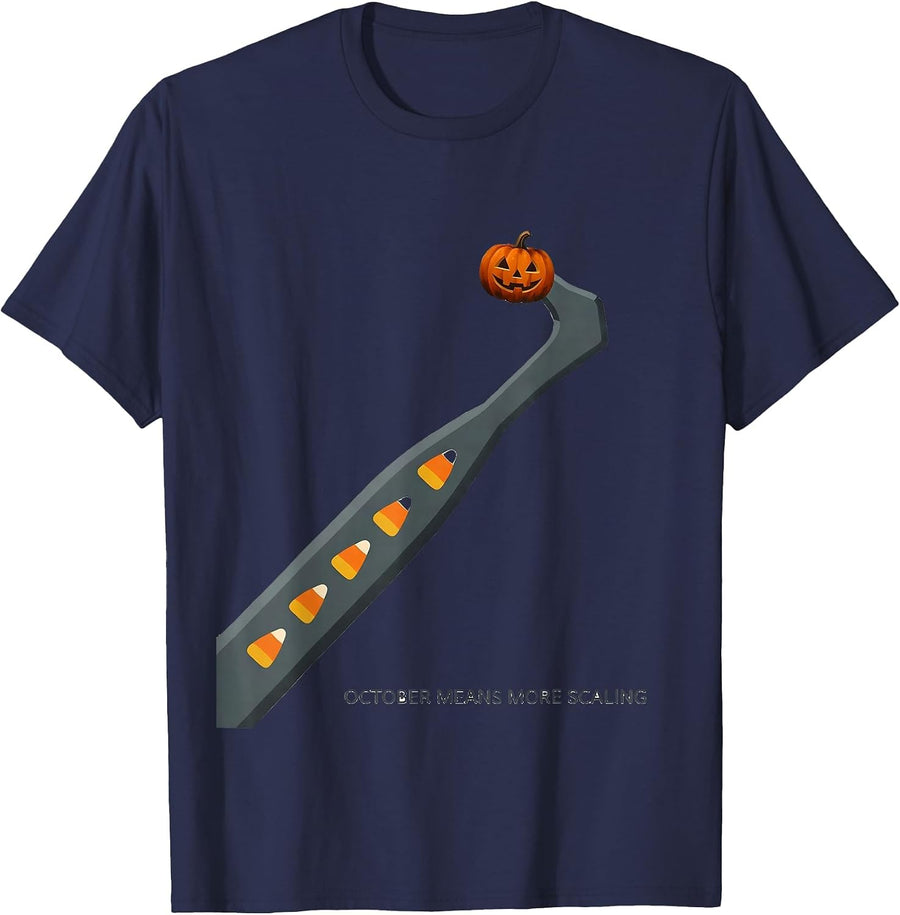 October Means More Scaling Funny Dental Hygienist Halloween T-Shirt - Navy Blue