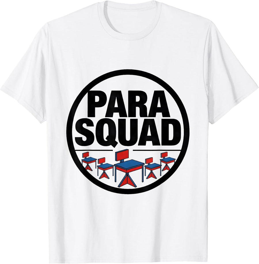 Men's Para Squad Bauhaus Modernist Teacher Appreciation Back T-Shirt - White