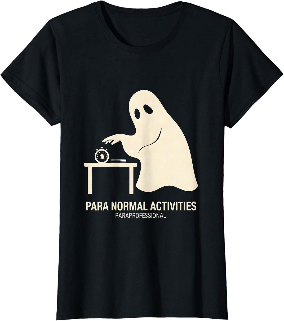 Para Normal Activities Paraprofessional Halloween Ghost T-Shirt - Black
