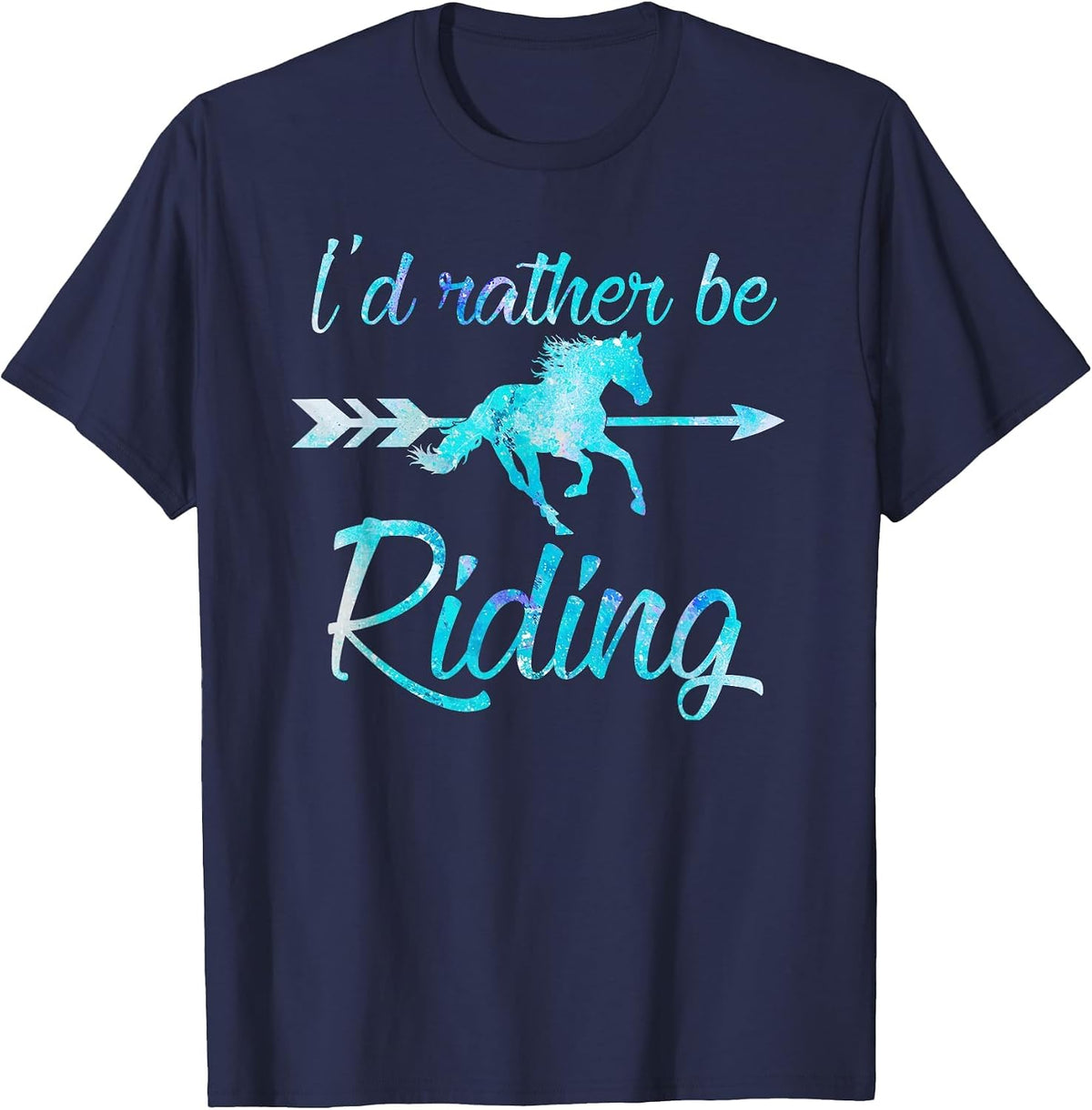 I'd Rather Be Riding Horse T-Shirt - Navy Blue