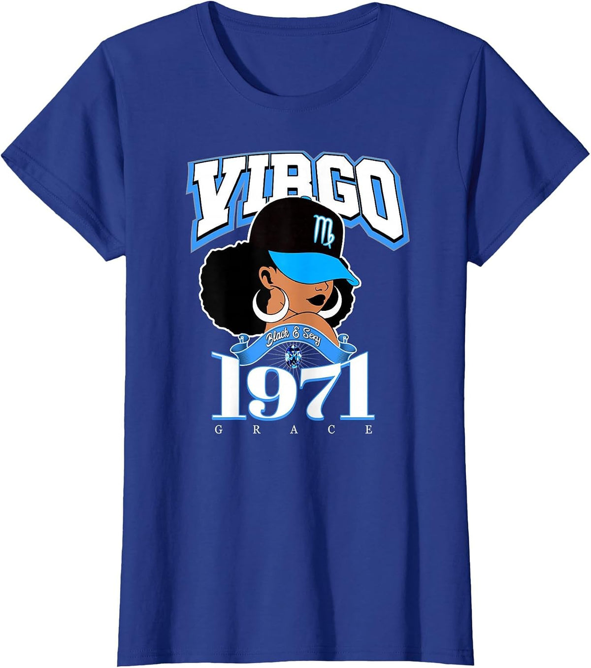 Virgo 1971 Melanin Goddess Astrology Clothing T-Shirt - Royal Blue