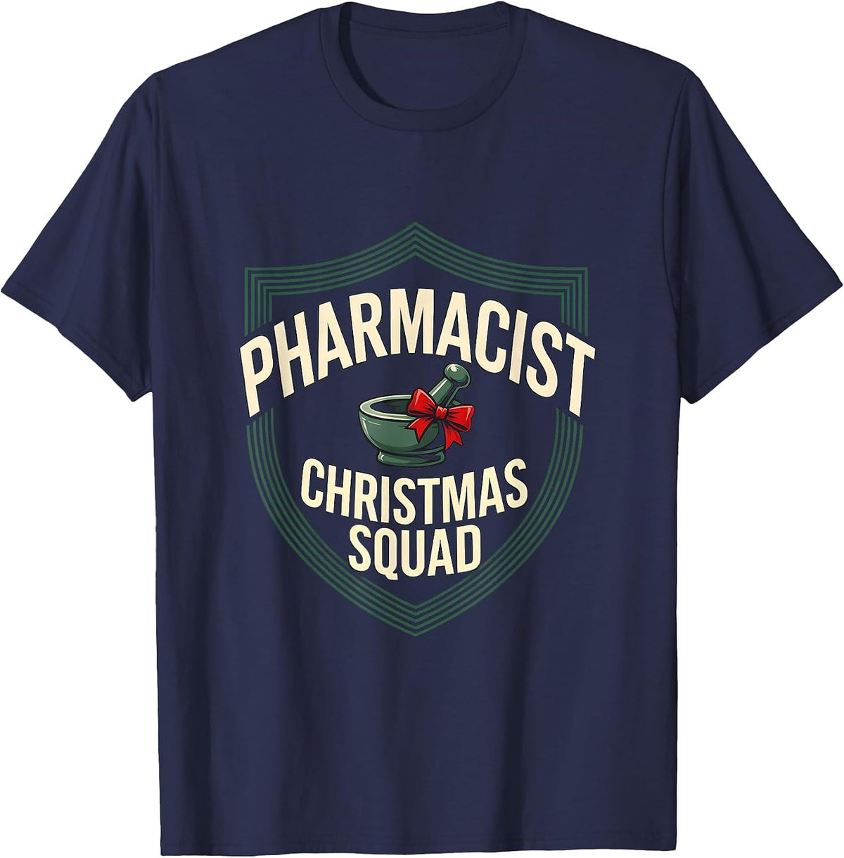 Men's Pharmacist Christmas Squad Funny Pharmacy Squad Holiday T-Shirt - Navy Blue