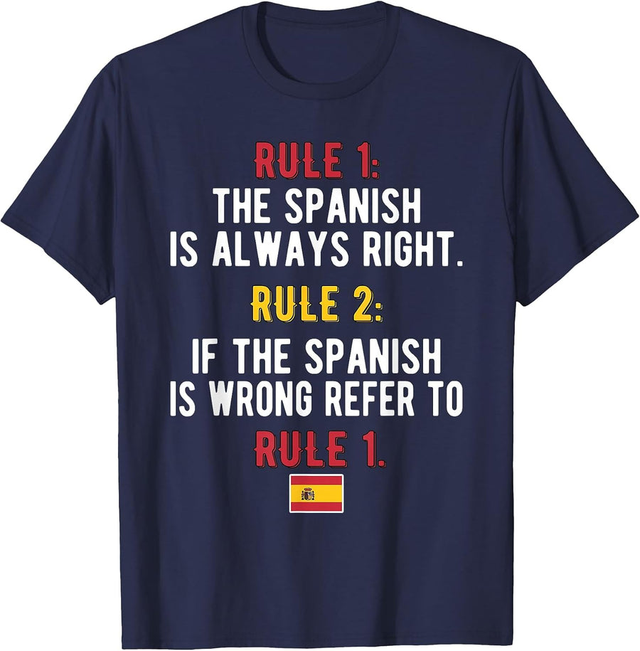 Proud Spanish Rules Spain Flag Spanish Roots T-Shirt - Navy Blue