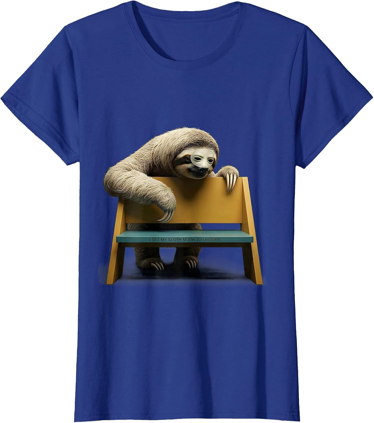 Women's I Set My Sloth Mode To Leisure Funny Sloth Humor Animal T-Shirt - Royal Blue