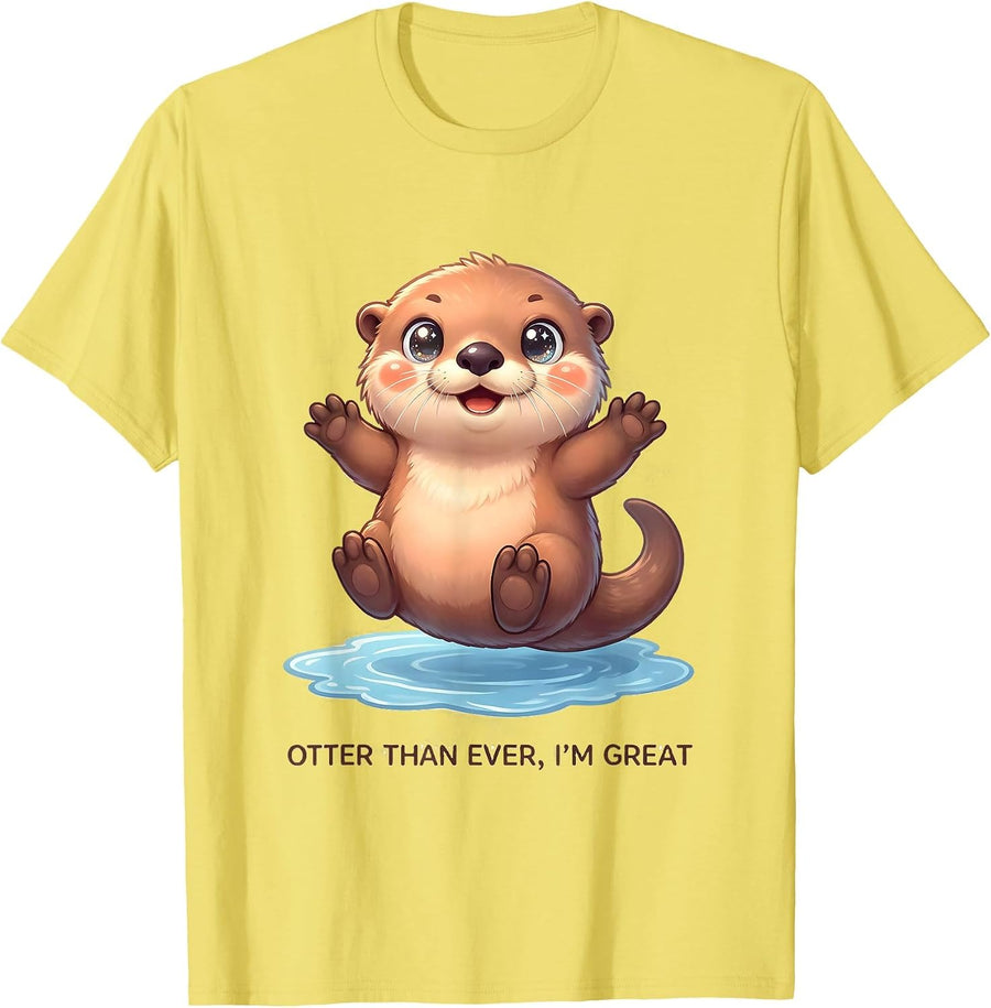 Men's Otter Than Ever, I'm Great Cute Kawaii Otter Lover Gift T-Shirt - Lemon Yellow
