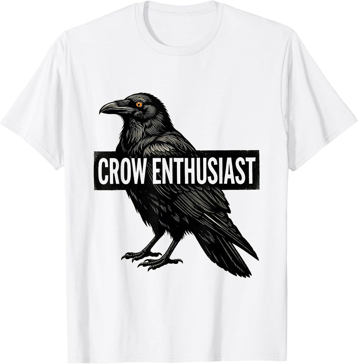 Men's Crow Enthusiast Gothic Nature Bird Silhouette Art T-Shirt - White
