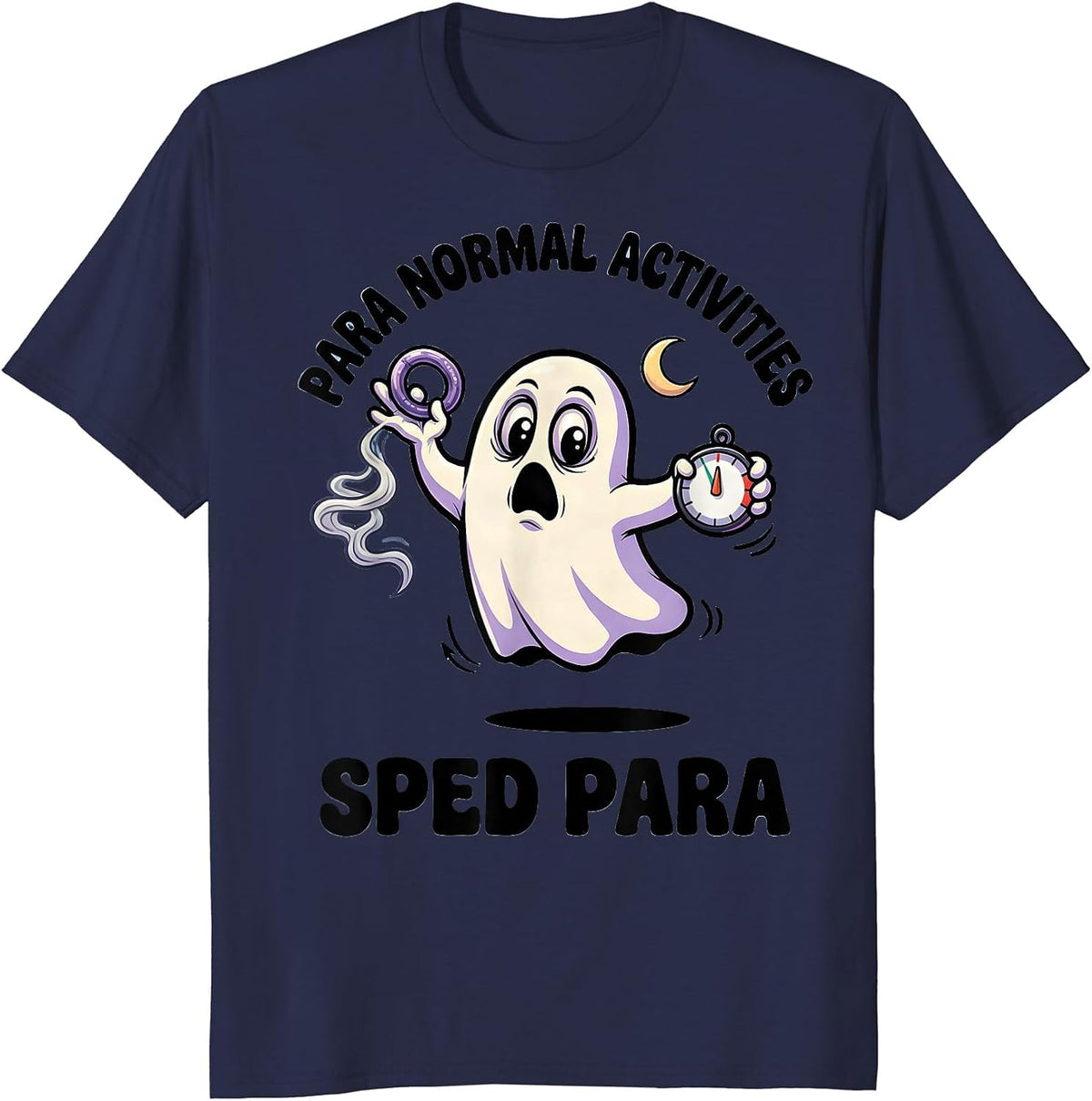 Men's Para Normal Activities SPED Para Ghost Halloween T-Shirt - Navy Blue