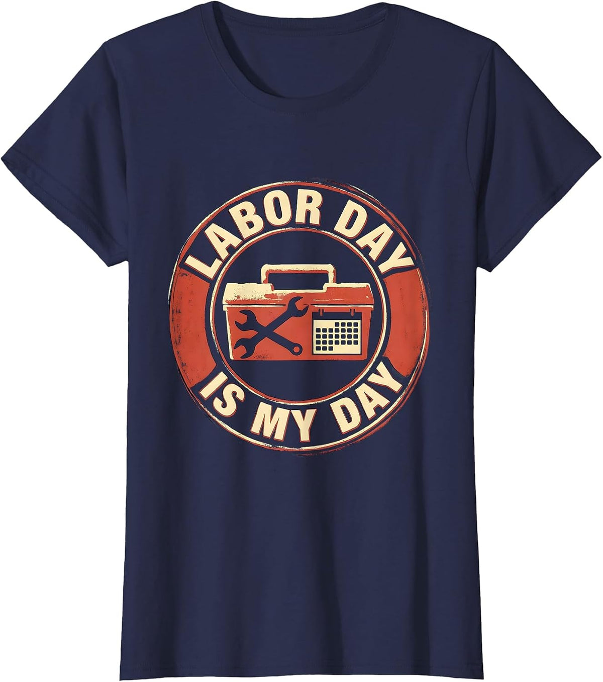 Women's Labor Day Is My Day Funny Tradesman Mechanic Gift T-Shirt - Navy Blue
