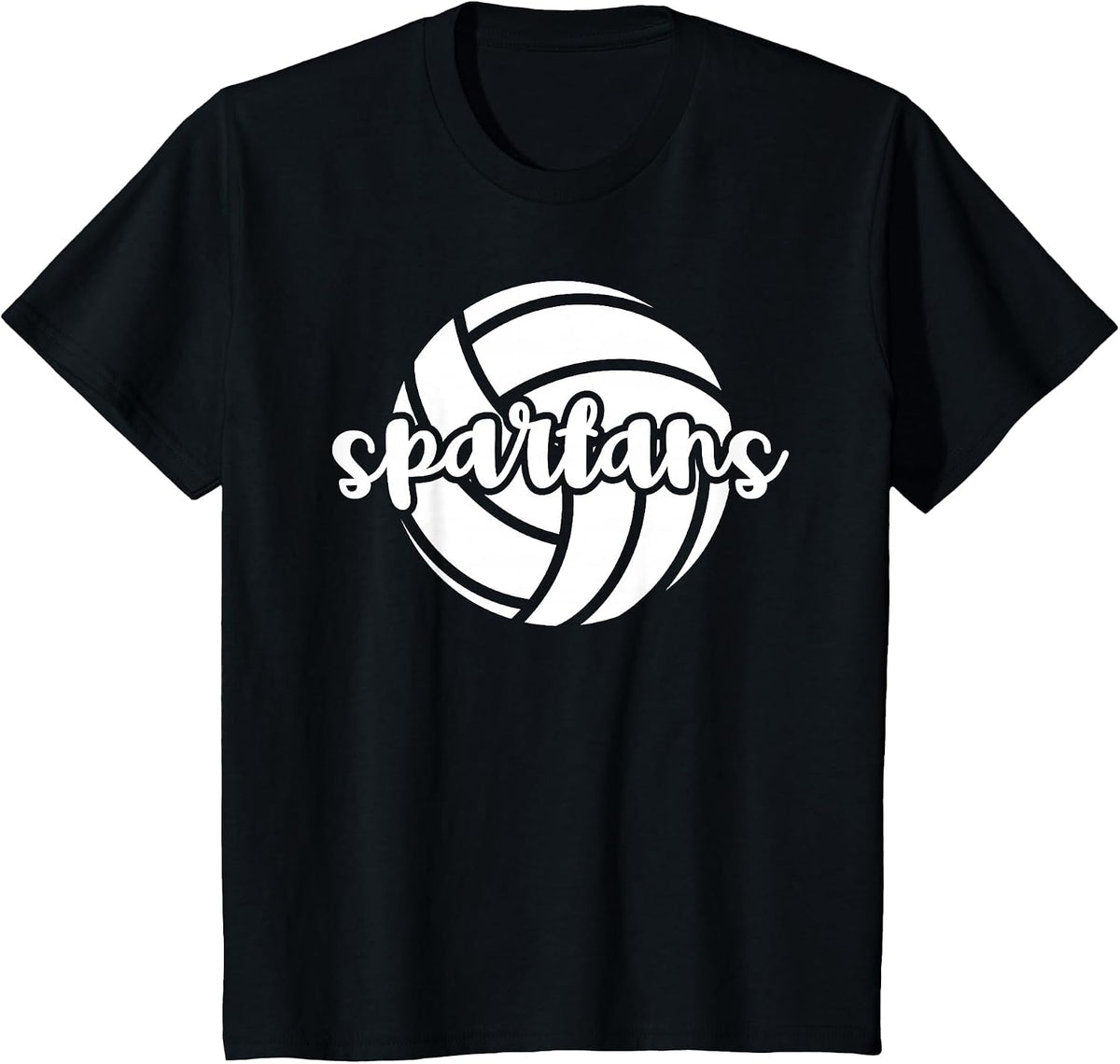 Spartans Volleyball Team Mascot School Spirit Game Night T-Shirt - Black