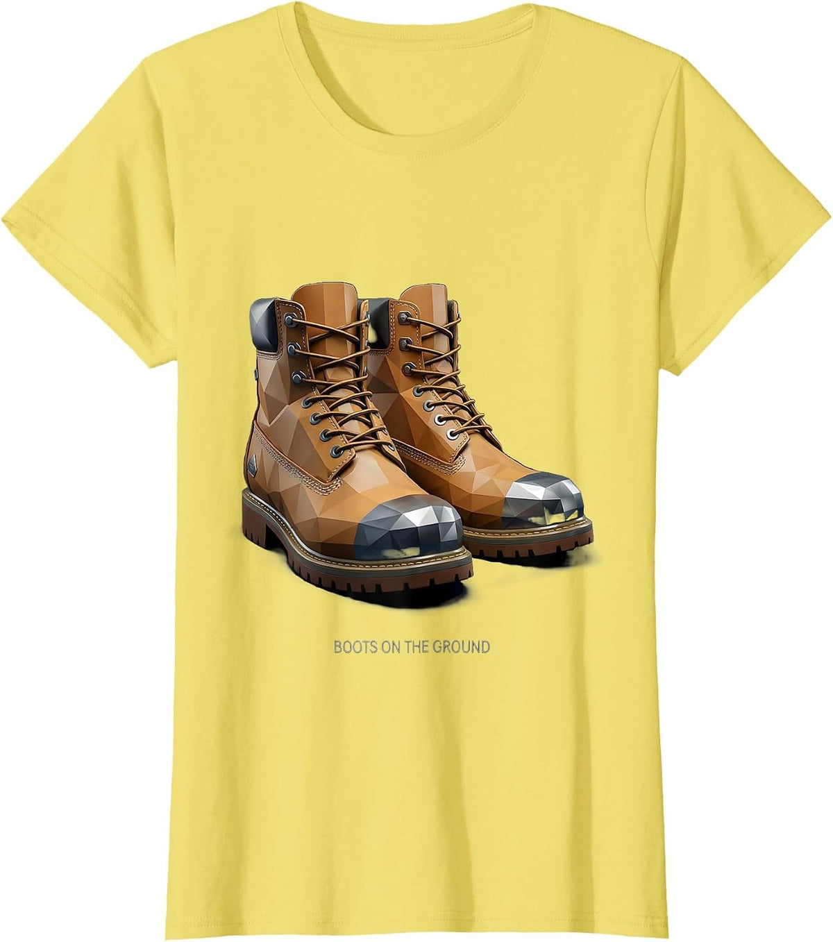 Boots on the Ground Labor Day Worker Design T-Shirt - Lemon Yellow