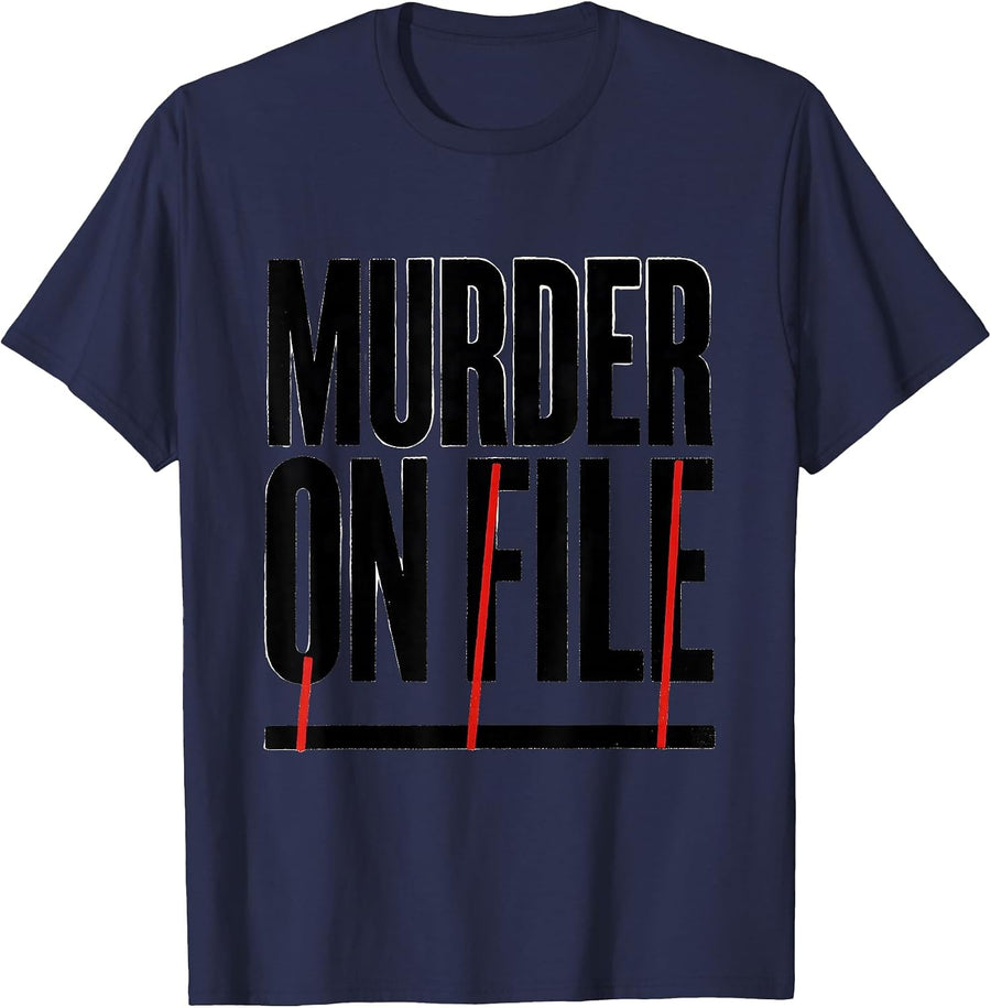 Murder On File Dark Humor Crow Raven Gothic Bird Lover T-Shirt - Navy Blue