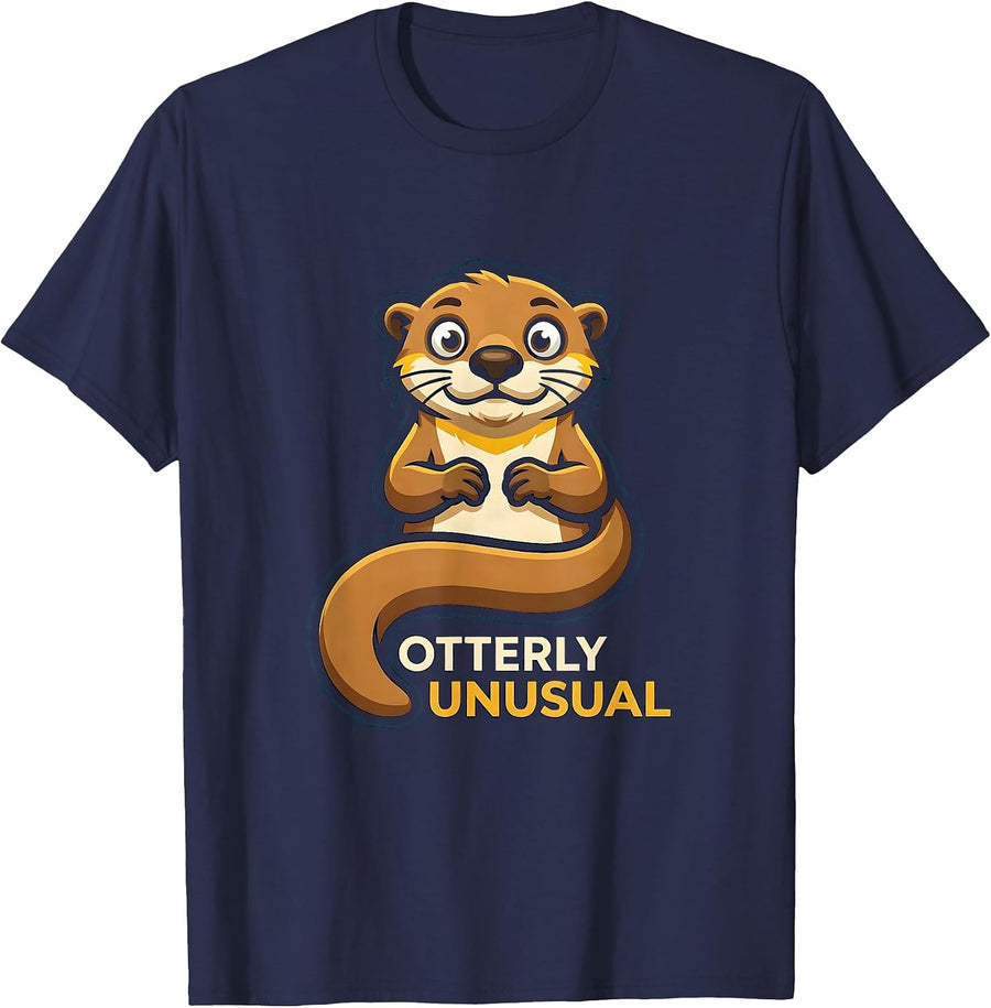 Otterly Unusual Funny Otter Lover Gifts For Kid Teen T-Shirt - Navy Blue