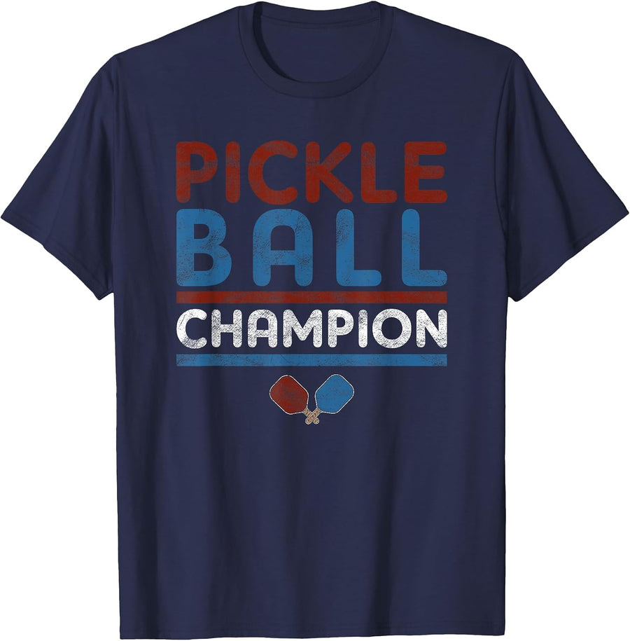 Vintage Pickleball Champion Tshirt Pickleball Tournament Tee T-Shirt - Navy Blue