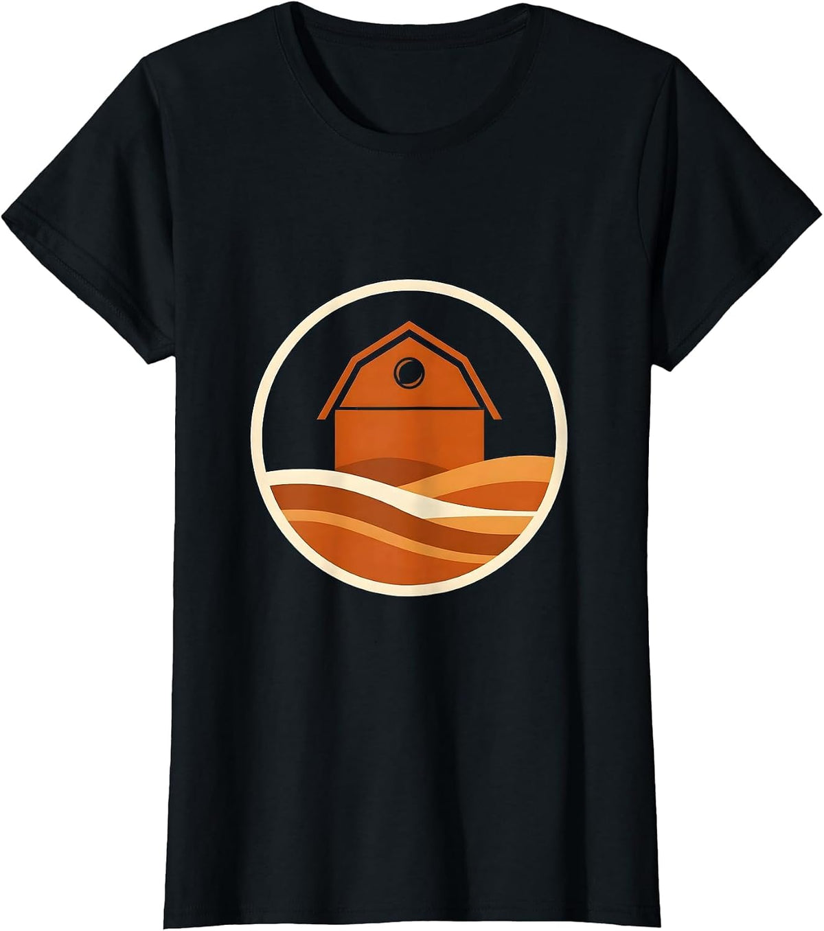 Weathered Wooden Barn Rustic Farmhouse Illustration T-Shirt - Black