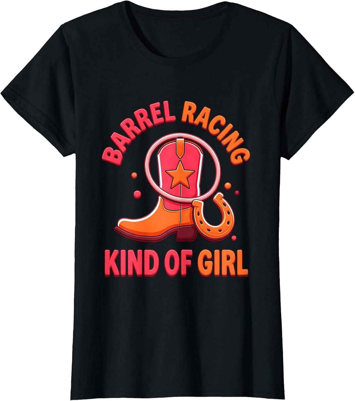 Women's Barrel Racing Kind Of Girl Cowgirl Design T-Shirt - Black
