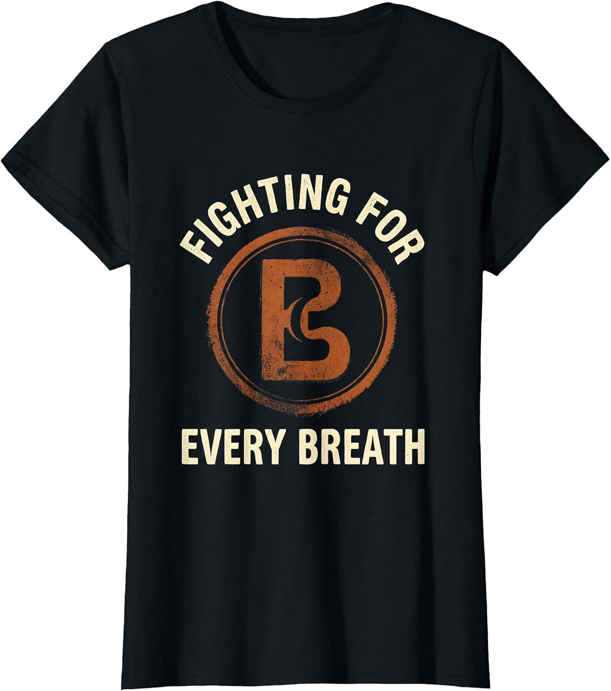Fighting For Every Breath Rubber Stamp RT Awareness T-Shirt - Black