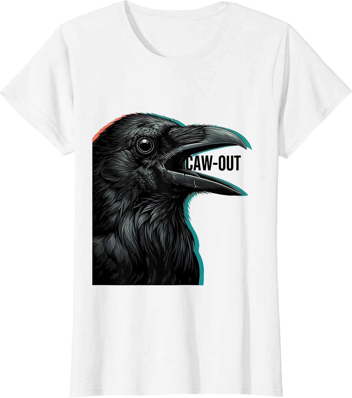 CAW-OUT Funny Crow Bird Pun Meme Humor Graphic T-Shirt - White