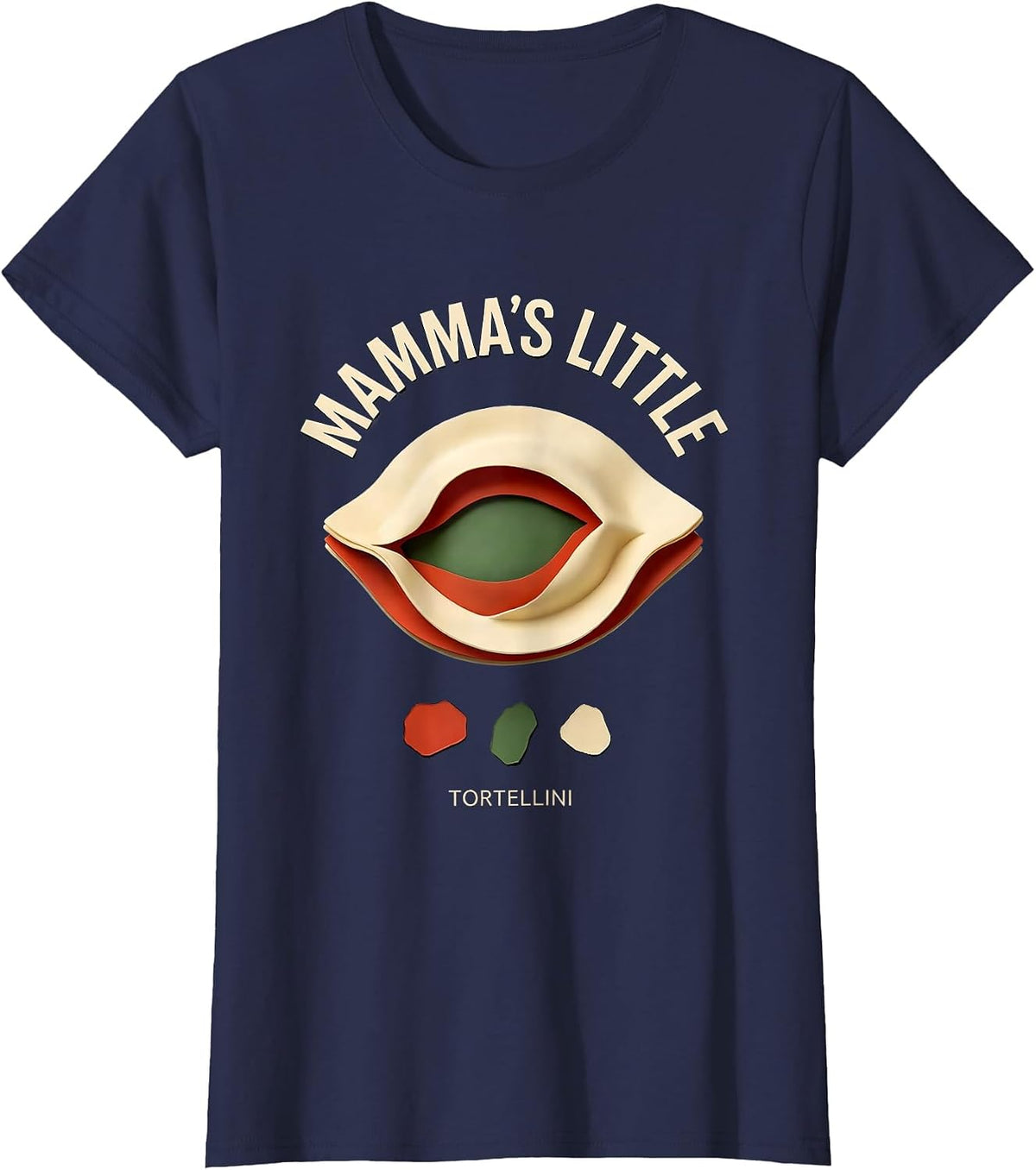 Women's Mamma's Little Tortellini Funny Italian-American Family T-Shirt - Navy Blue