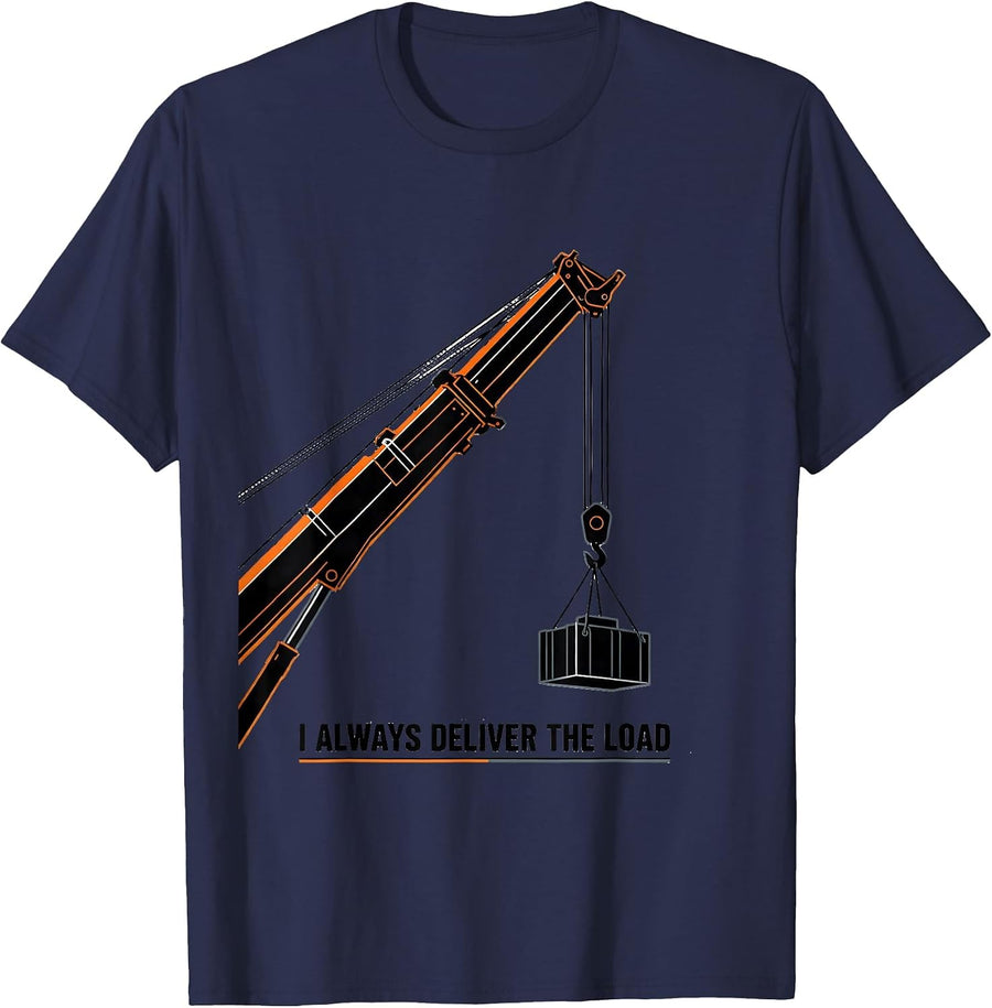 I Always Deliver The Load Funny Construction Worker Heavy T-Shirt - Navy Blue